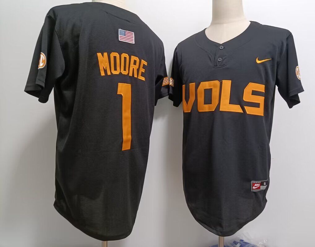 2024 NCAA Men Tennessee Volunteers #1 Moore black  Nike jersey